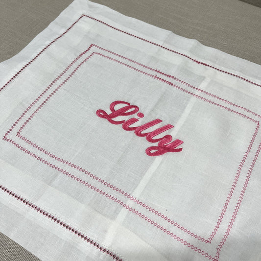 Bright Pink Boudoir Pillowcases with Pink Hemstitch 'Lilly' Embroidery