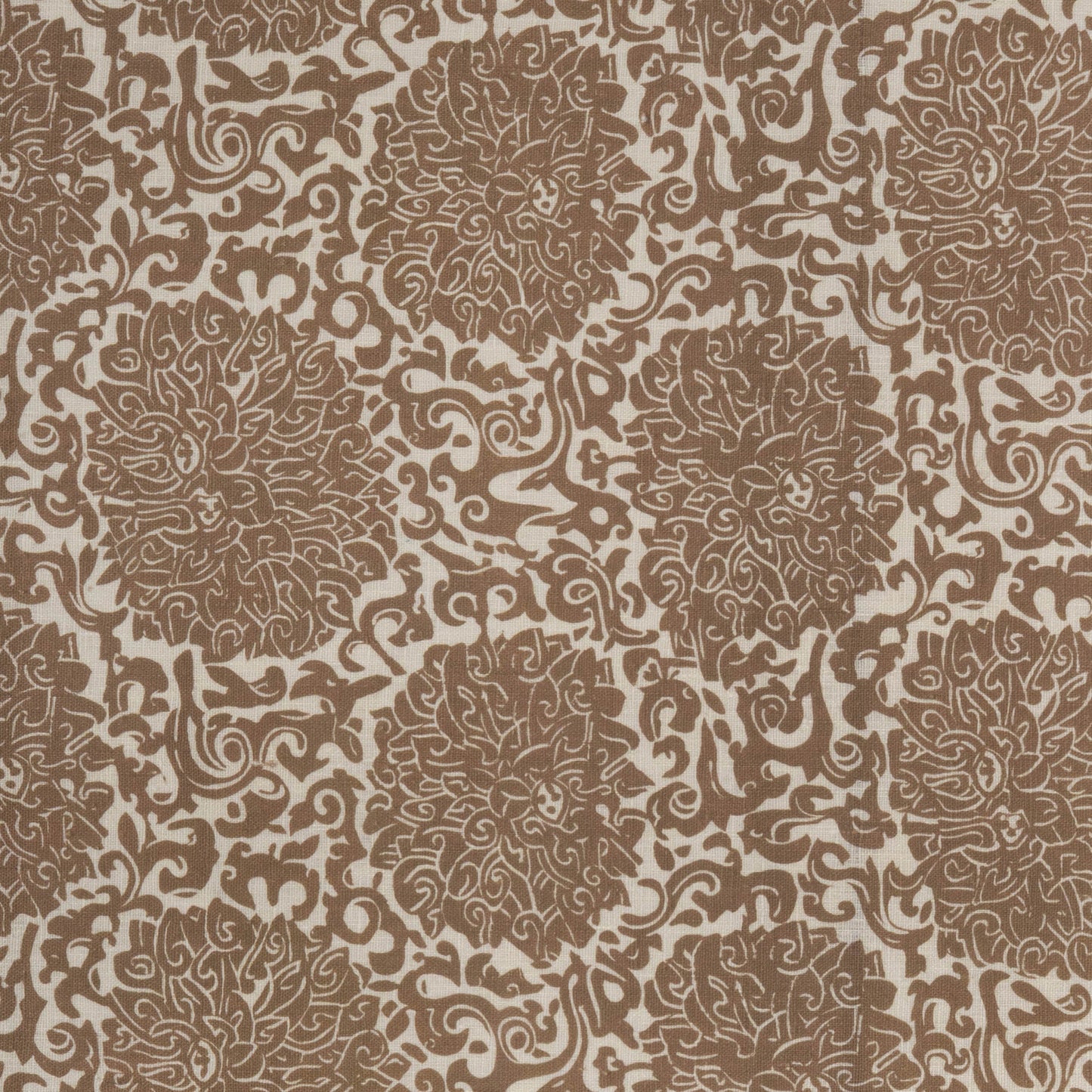 Sample - Paper-Backed VOLGA X FRITZ PORTER Chrysanthemum Archive Revival Linen Wallcovering Caramel/Oyster