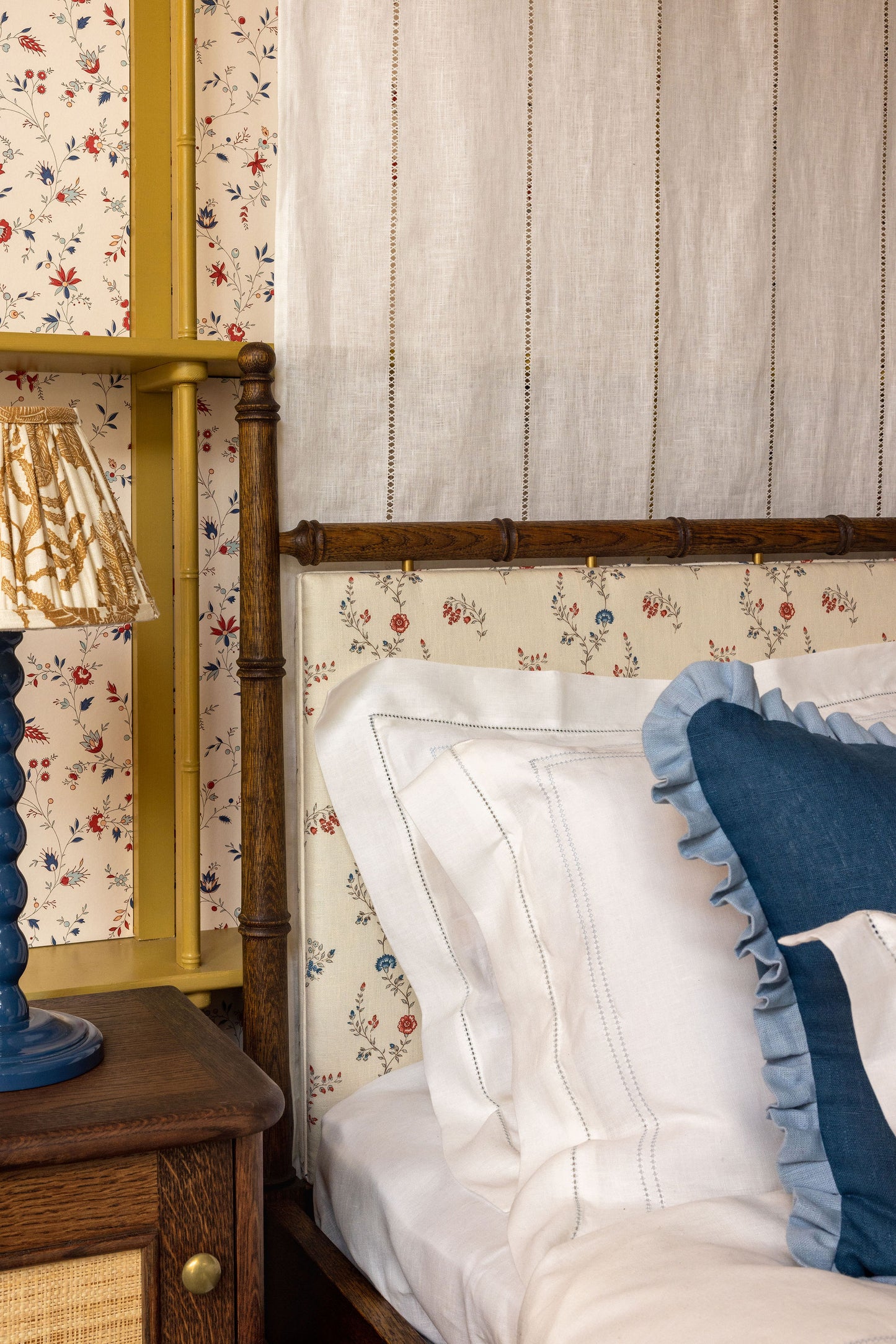 Prussian Blue Cushion with Porcelain Frill