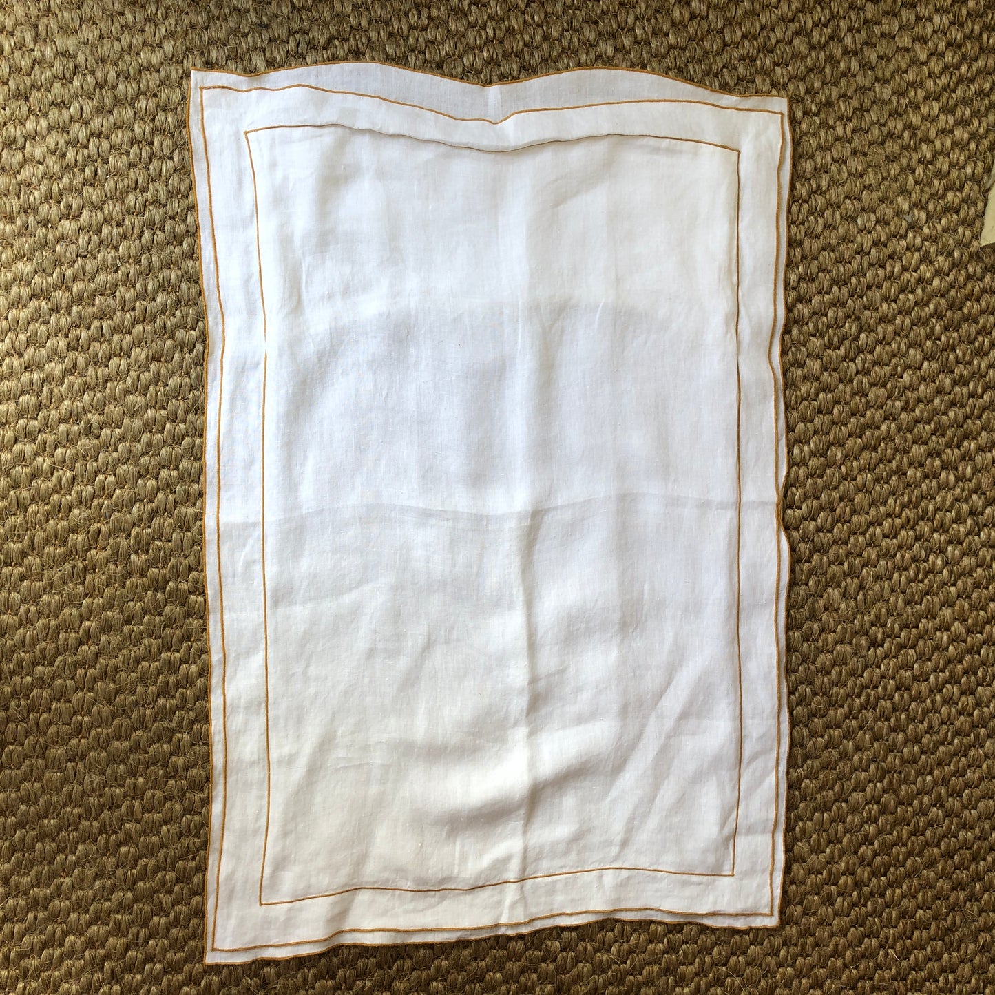 Development Sample - Hemp Standard Rectangle Pillowcase With Old Gold Border & Double Oxford Edge With Old Gold Borders
