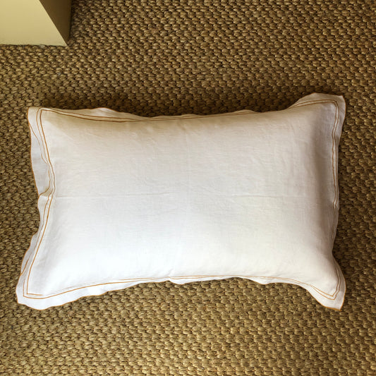Development Sample - Hemp Standard Rectangle Pillowcase With Triple Old Gold Border