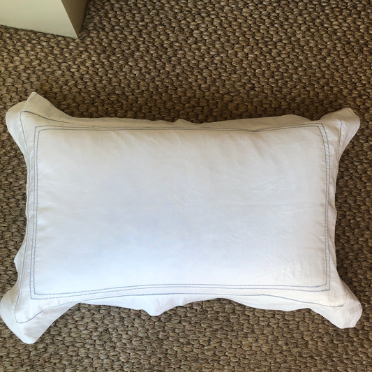 Development Sample - Standard Rectangle Hemstitch Pillowcase With Blue Hemstitch Cotton/Linen blend