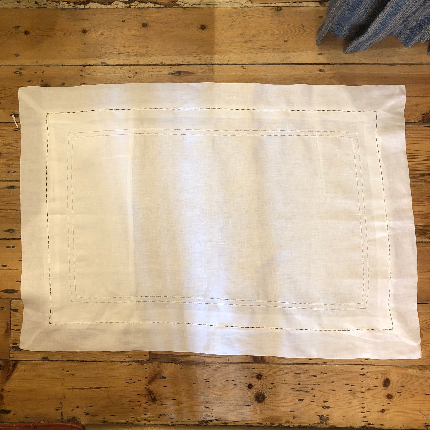 Development Sample - Standard Rectangle Pillowcase White Hemstitch Cotton/Linen blend