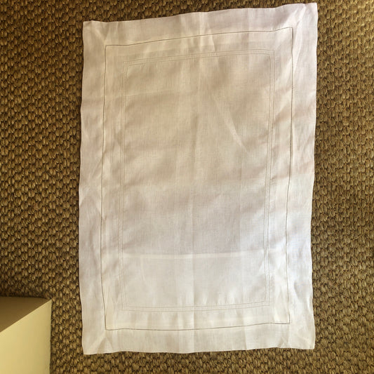 Development Sample - Standard Rectangle Pillowcase White Hemstitch Cotton/Linen blend