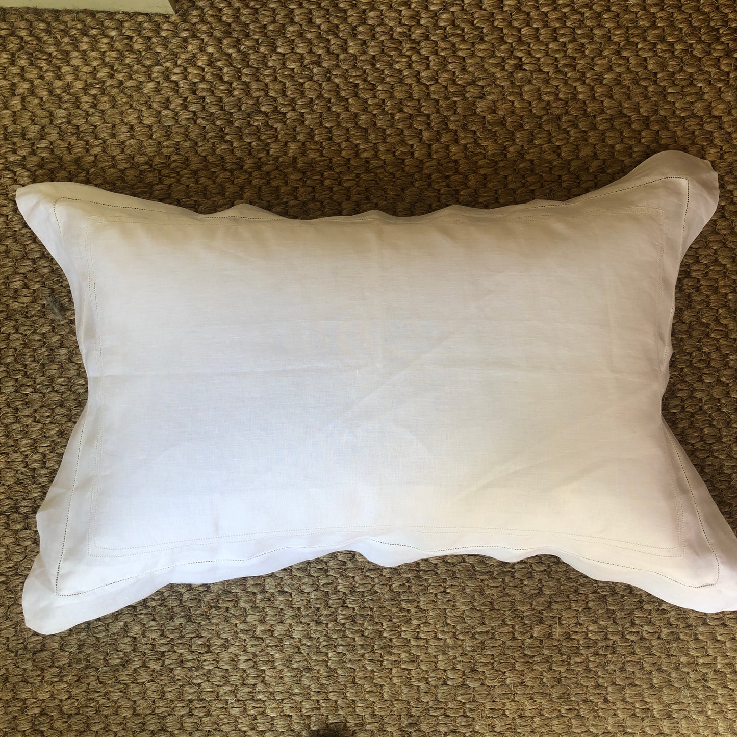 Development Sample - Standard Rectangle Pillowcase White Hemstitch Cotton/Linen blend