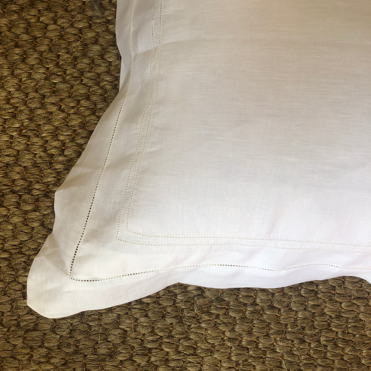 Development Sample - Standard Rectangle Pillowcase White Hemstitch Cotton/Linen blend