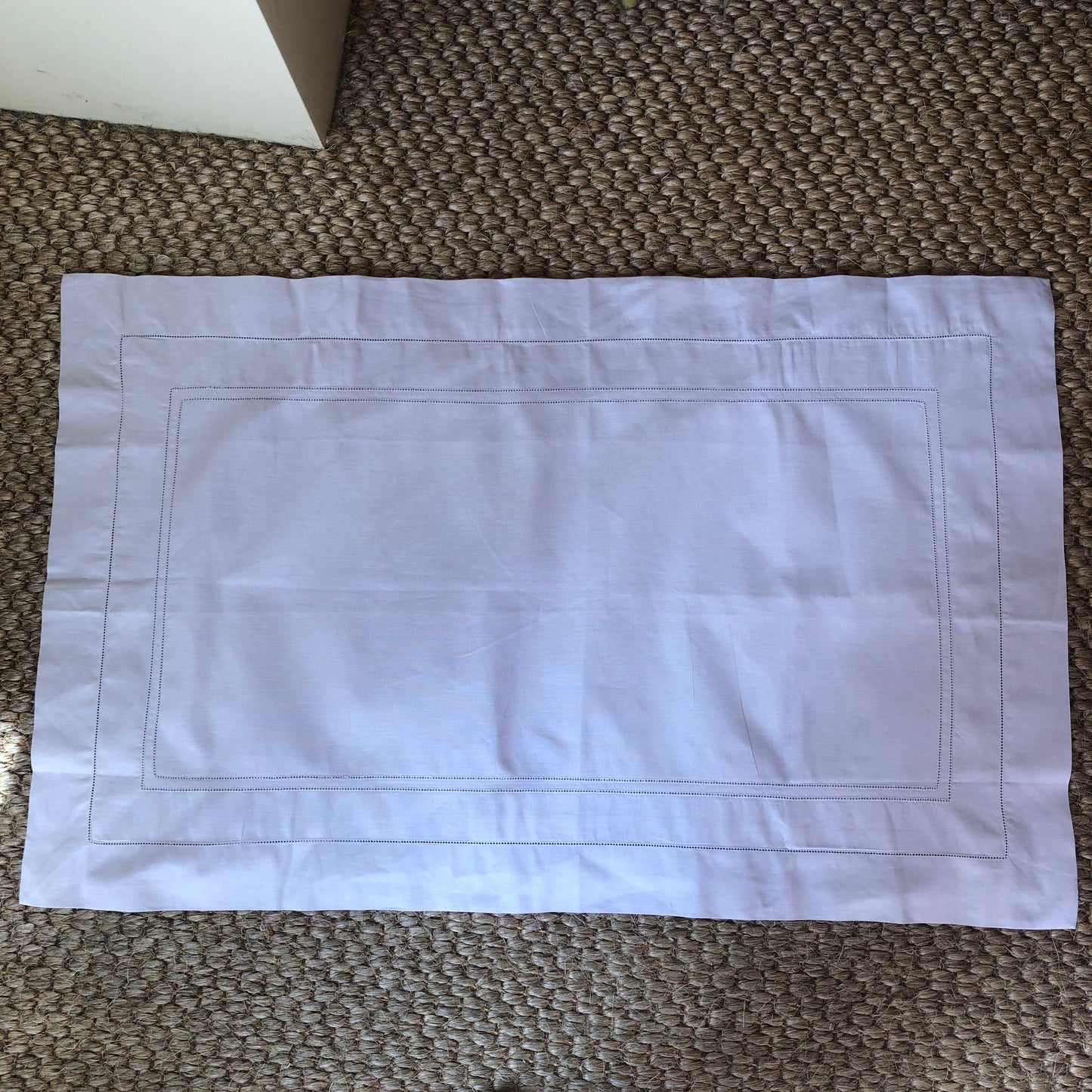 Development Sample - Super King Parma Grey Hemstitch Pillowcase Cotton/Linen blend