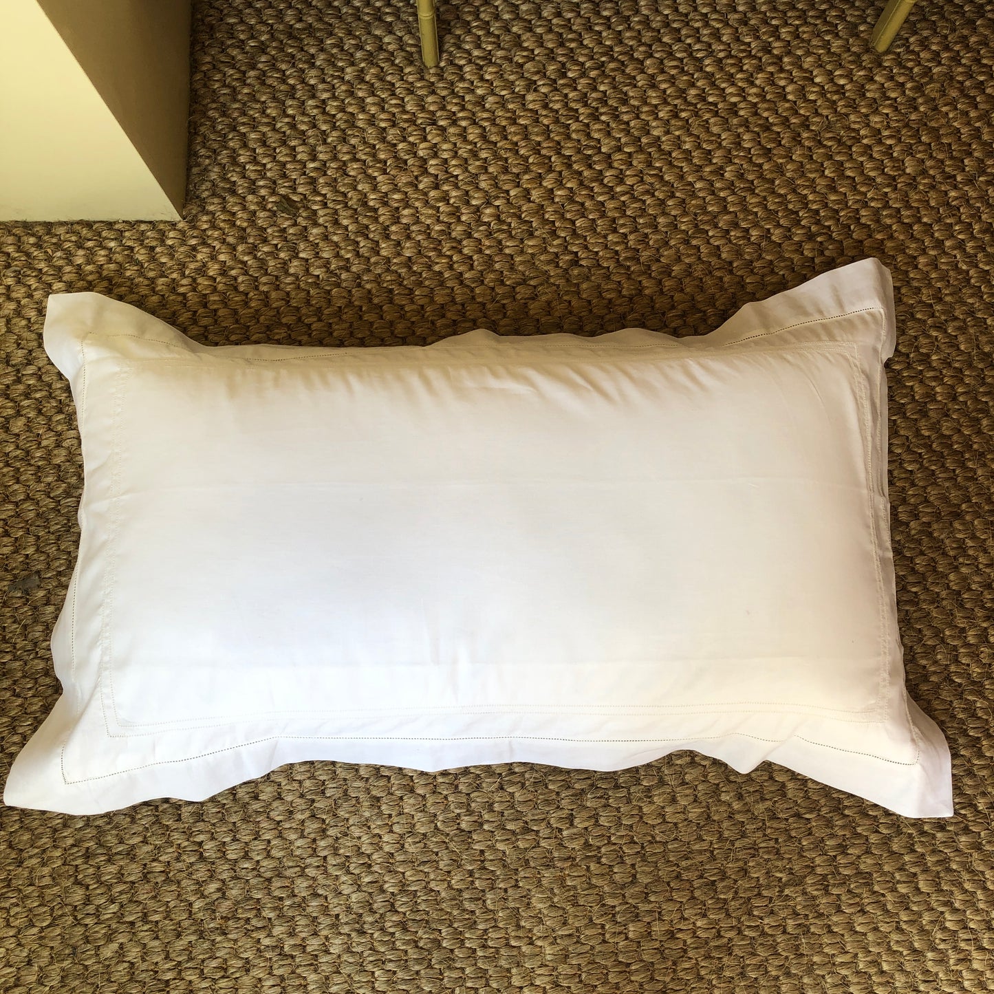 Development Sample - Super King Pillowcase White Hemstitch Cotton/Linen blend