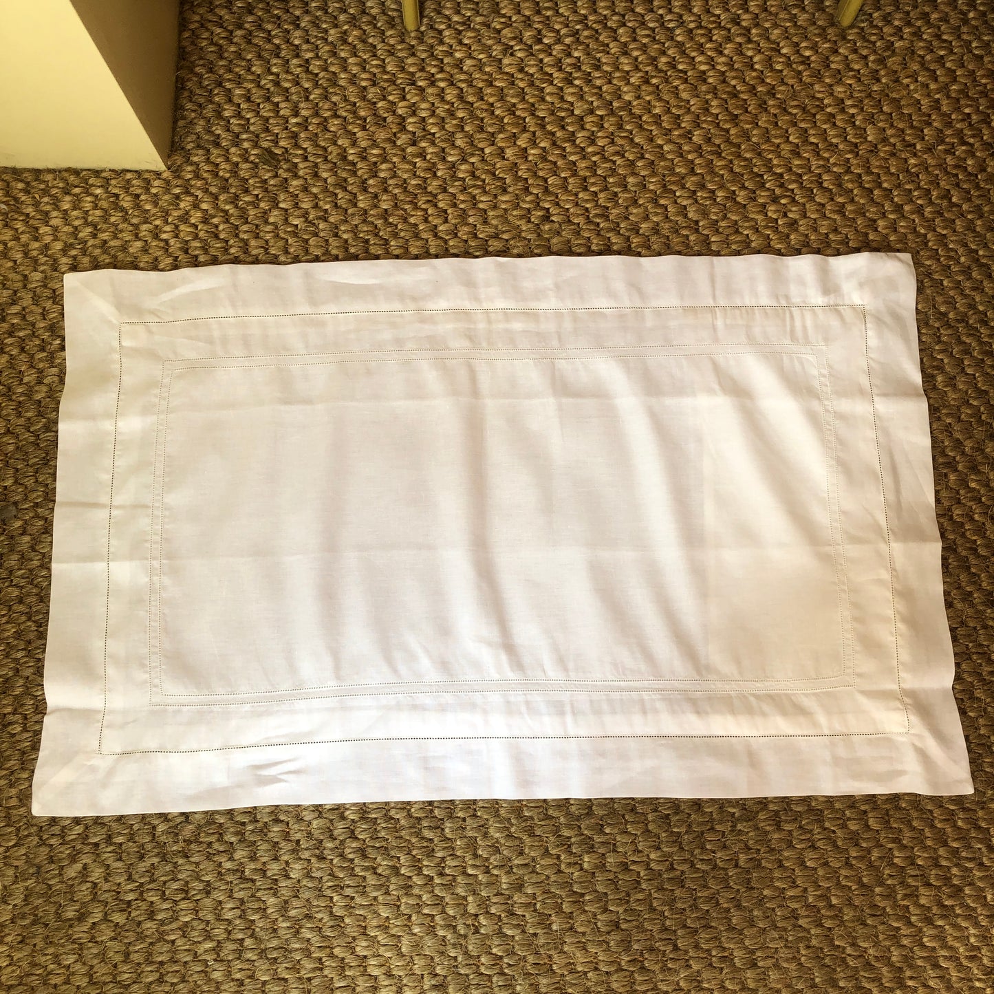 Development Sample - Super King Pillowcase White Hemstitch Cotton/Linen blend