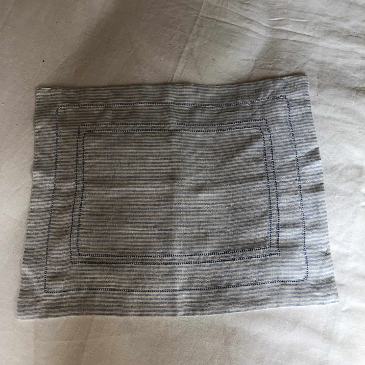 Development Sample Children's Blue/White Stripe Oxford Edge Pillowcase