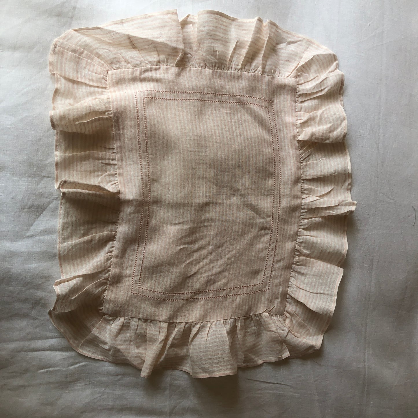 Development Sample Pink/White Stripe Children's Ruffle Duvet & Pillowcase Set