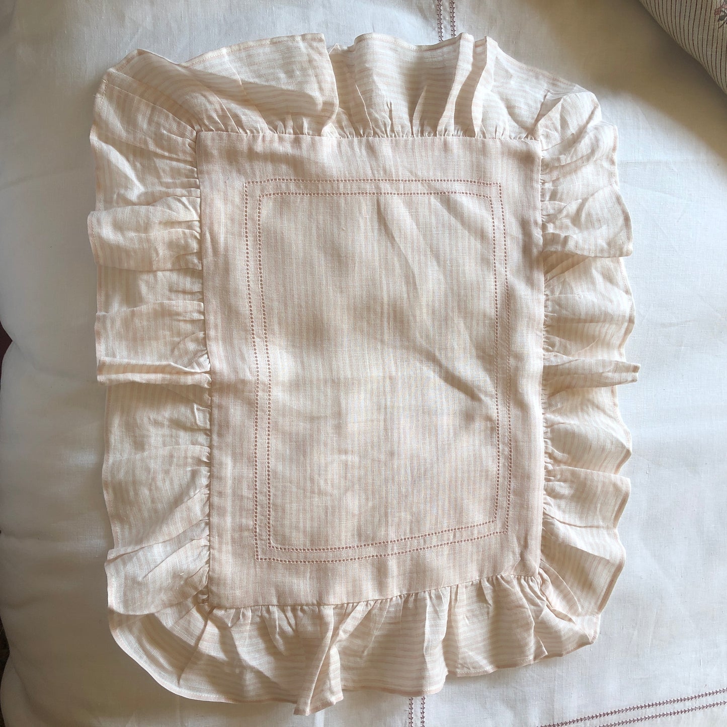 Development Sample Pink/White Stripe Children's Ruffle Duvet & Pillowcase Set