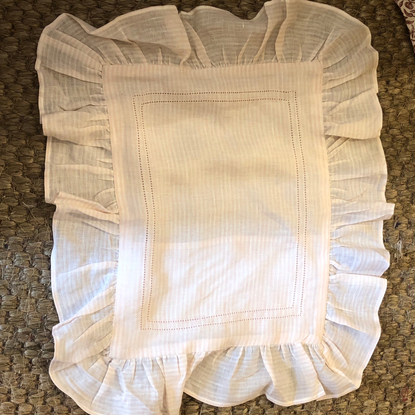Development Sample Pink/White Stripe Children's Ruffle Duvet & Pillowcase Set