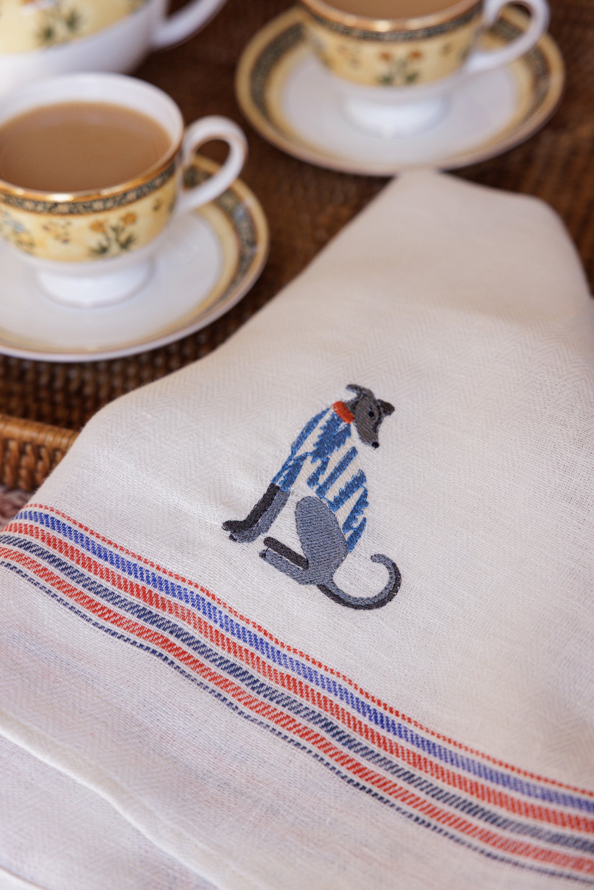 Kitchen Towel with Lurcher Embroidery