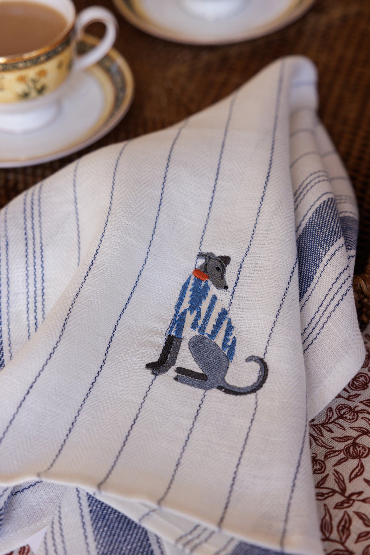 Kitchen Towel with Lurcher Embroidery