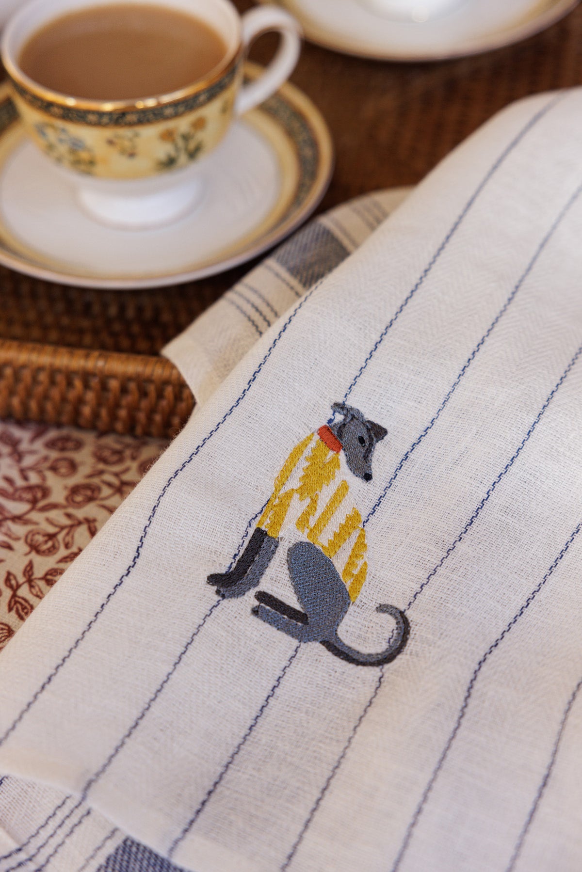 Kitchen Towel with Lurcher Embroidery