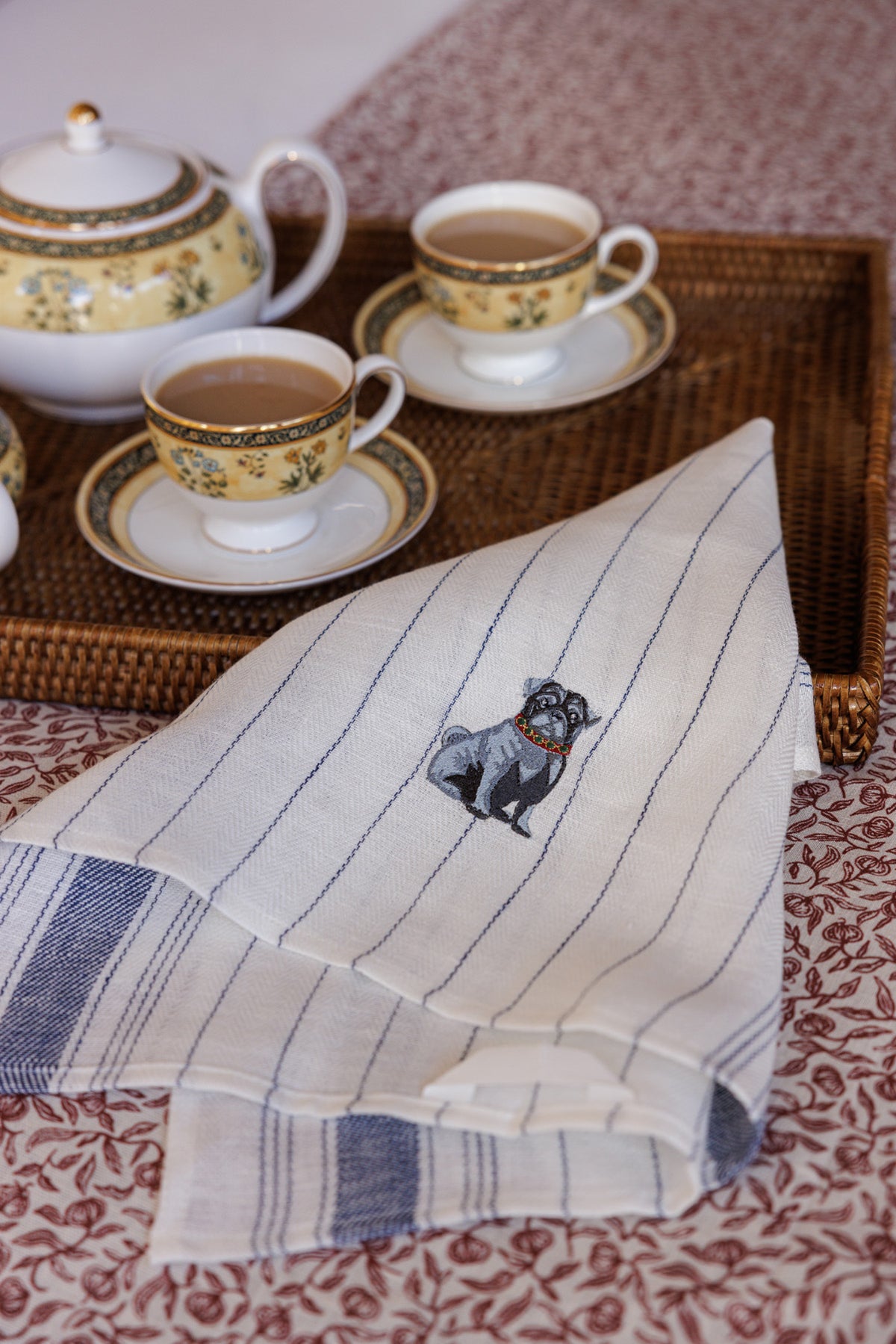 Kitchen Towel with Pug Embroidery