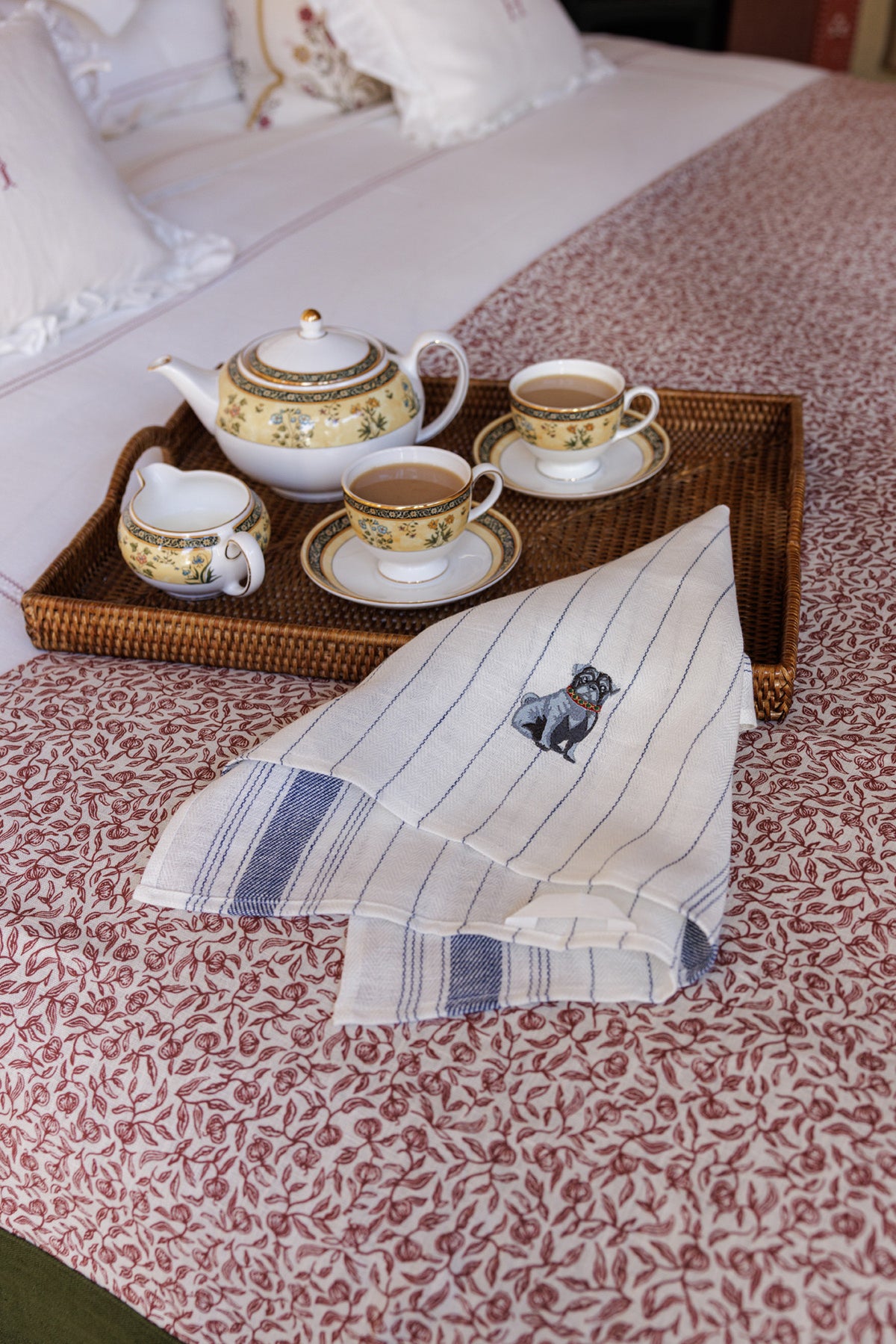 Kitchen Towel with Pug Embroidery