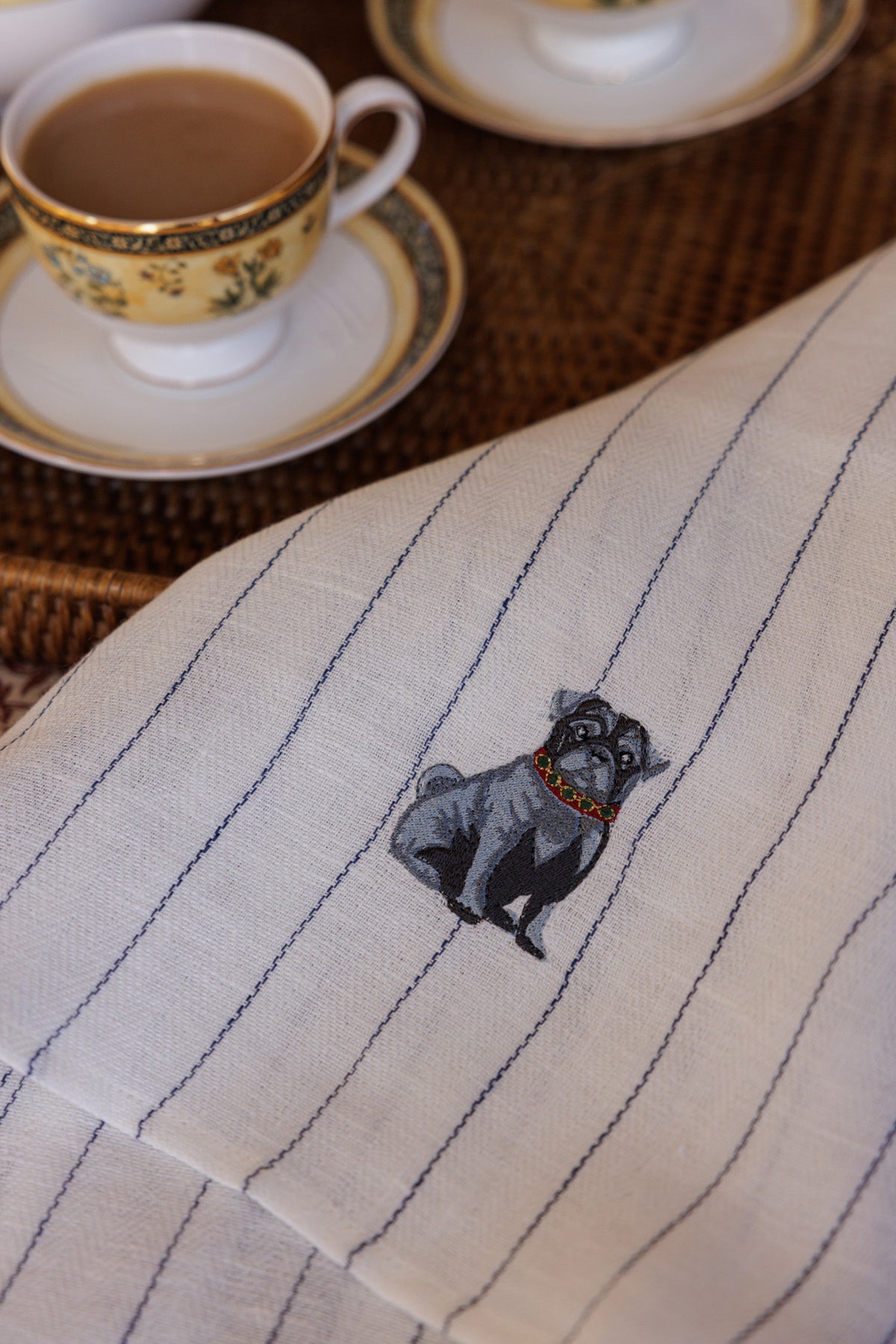Kitchen Towel with Pug Embroidery