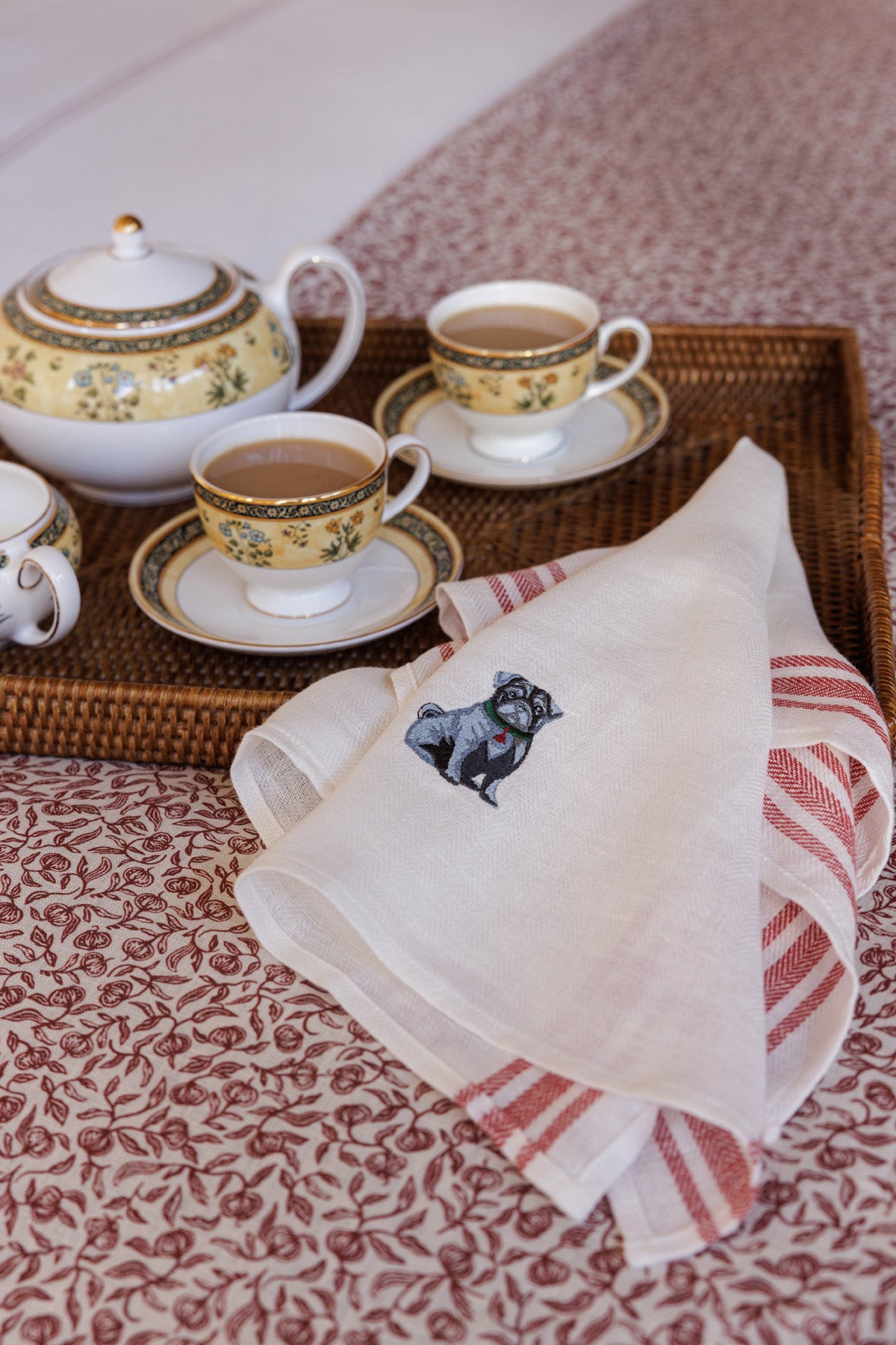 Kitchen Towel with Pug Embroidery