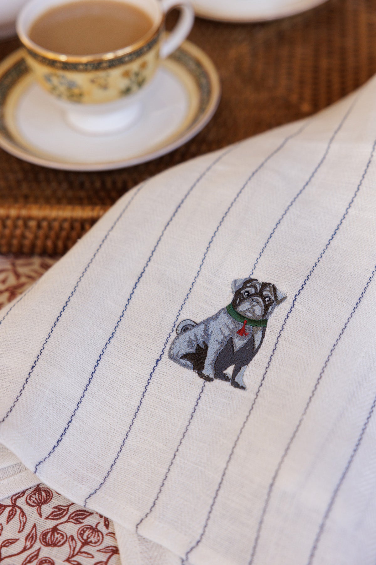 Kitchen Towel with Pug Embroidery