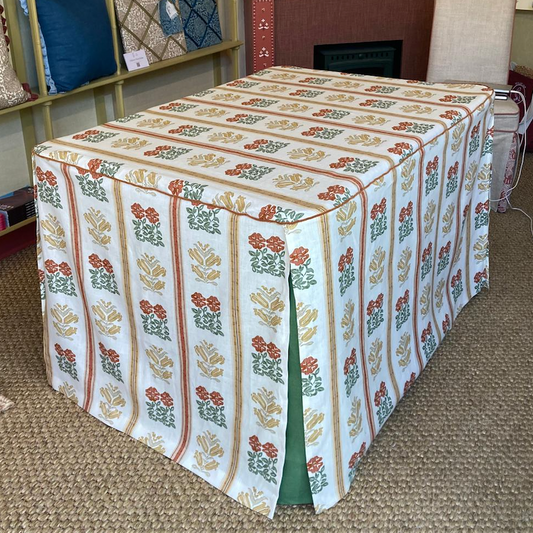 Ex Display Folkloric Floral Stripe Amber Skirted Tablecloth