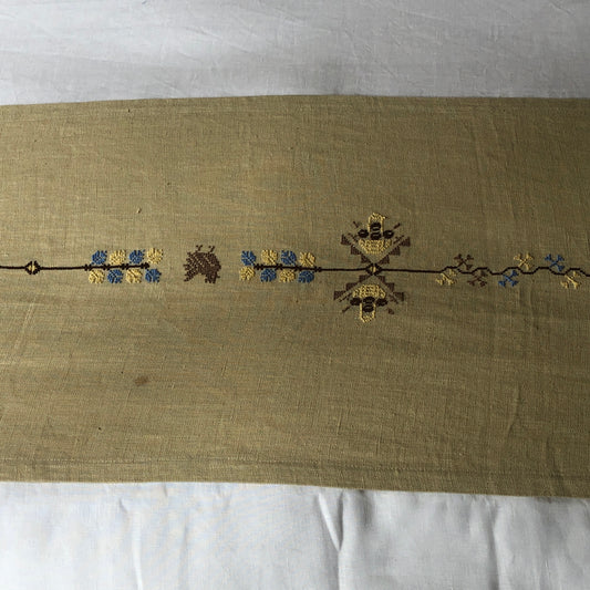 Ex Display Pale Gold Table Runner with Palestinian Hand Embroidery