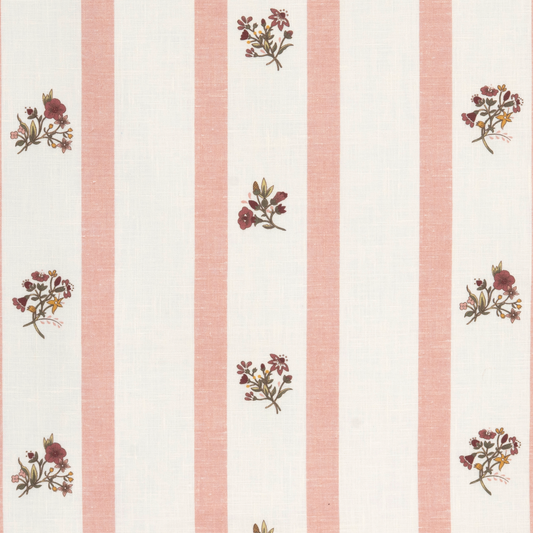 Flax & Field Posy Stripe Dual Use Printed Linen Soft Coral/Oyster