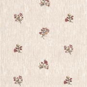 Paper-Backed Flax & Field Posy Pinstripe Printed Linen Wallcovering Scarlet/Oyster