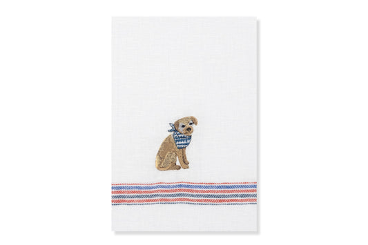Kitchen Towel with Terrier Embroidery