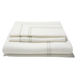 Elizaveta Bed Linen Set in Botanical Green Hemstitch