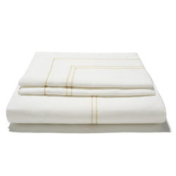 Elizaveta Bed Linen Set in Ochre Hemstitch