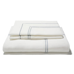Elizaveta Bed Linen Set in Prussian Blue Hemstitch