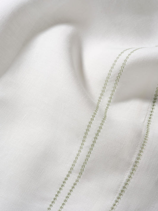 Elizaveta Bed Linen Set in Botanical Green Hemstitch