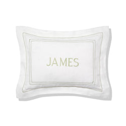Elizaveta Boudoir Pillow in Botanical Green Hemstitch