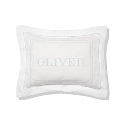 Elizaveta Boudoir Pillow in Chambray Blue Hemstitch