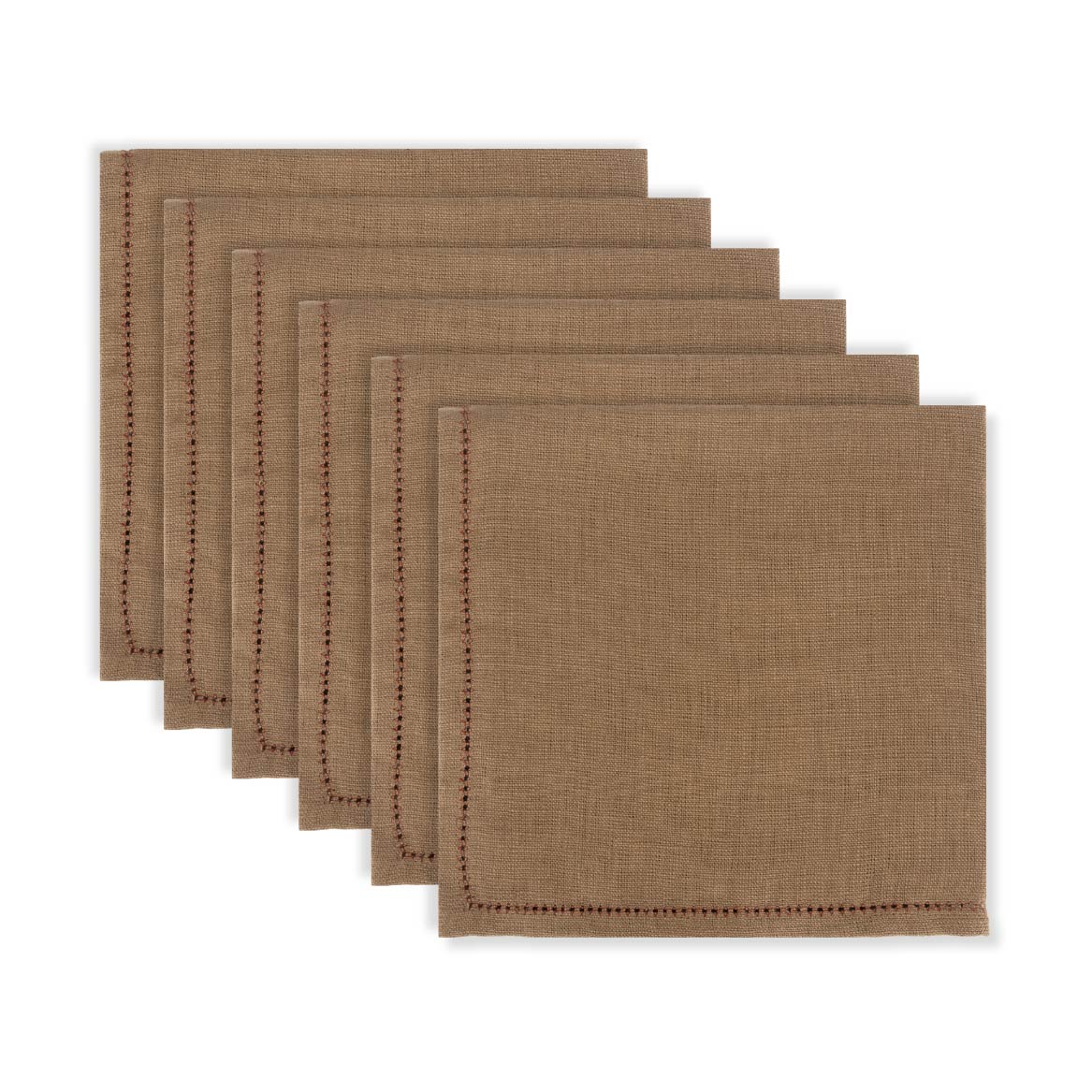 Set of Bronze Napkins with Marsala Hemstitch