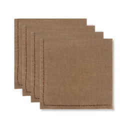 Set of Bronze Napkins with Marsala Hemstitch