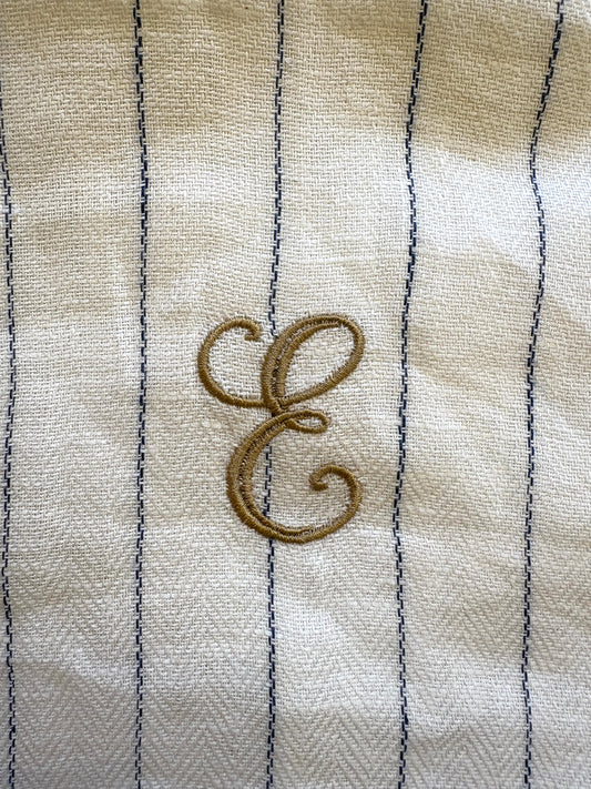 Kitchen Towel in French Blue with E Embroidery