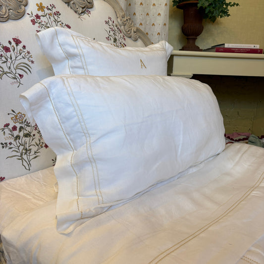 Ex-Showroom Display Elizaveta Pillowcase in Ochre Hemstitch, Super King Size