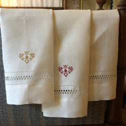 Diamond Stitch Hand Towel with Crossed Heart Embroidery