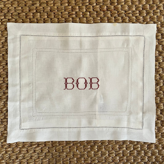Boudoir Hemstitch Pillowcase with 'BOB' Embroidery