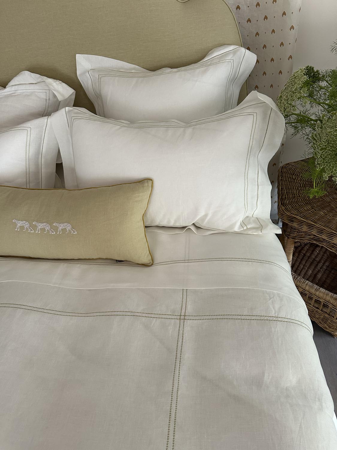 Duvet Cover Hemstitch Knoll Green