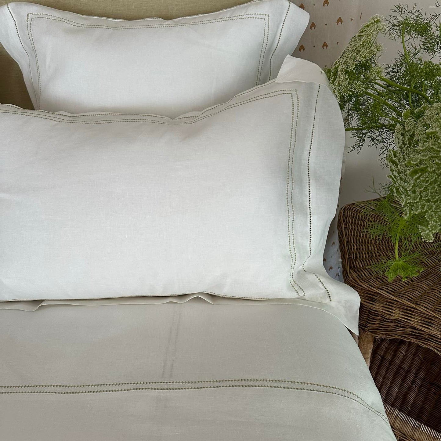 Top Sheet Hemstitch Knoll Green