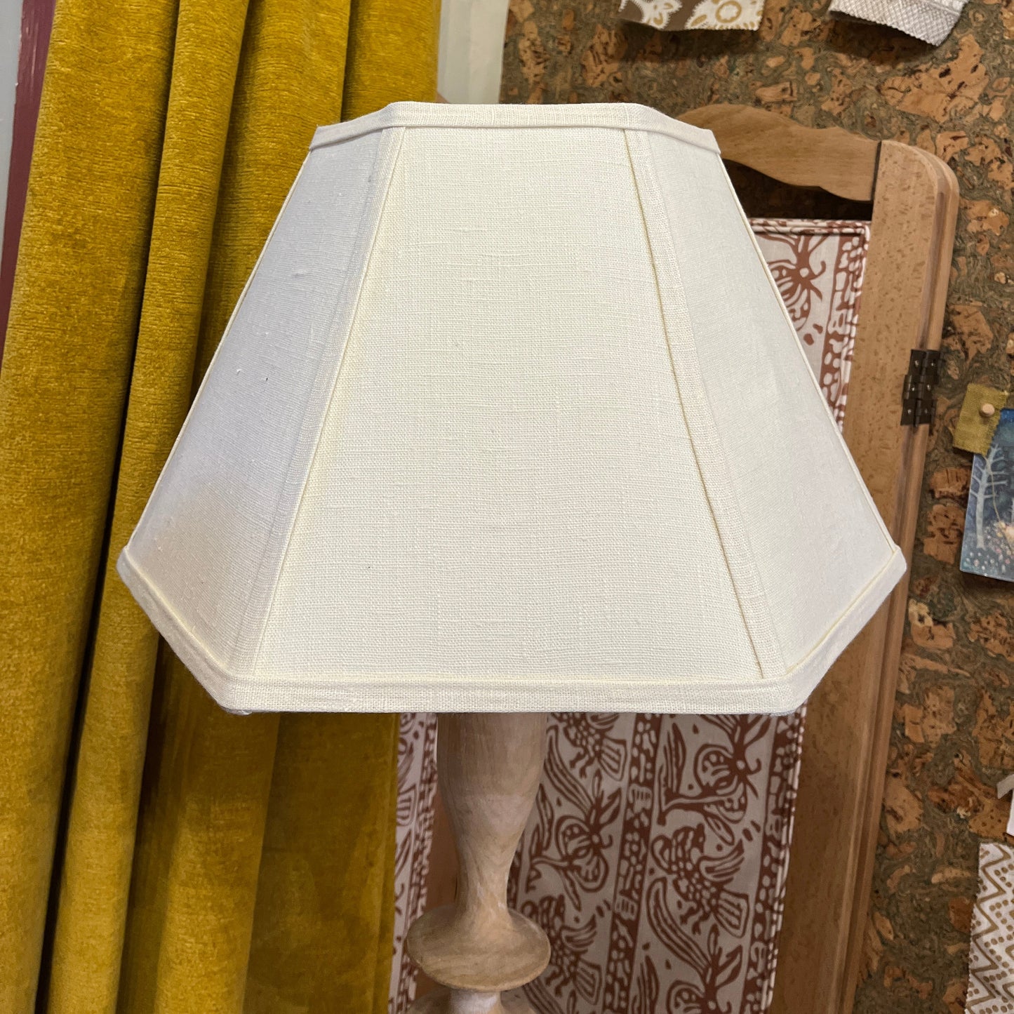 Made to Order Hexagonal Lampshade in Oatmeal with Tonal Trim
