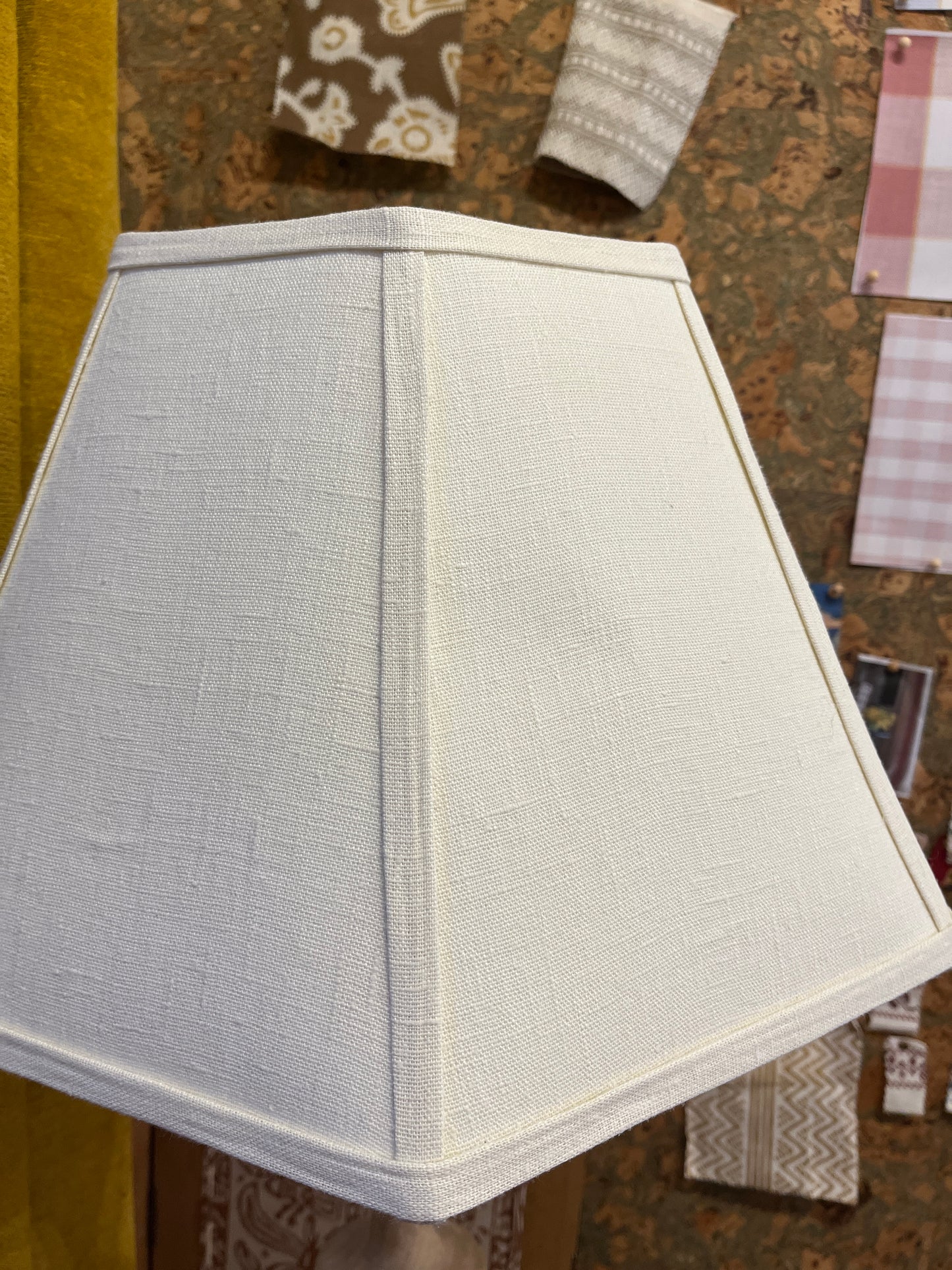 Made to Order Hexagonal Lampshade in Oatmeal with Tonal Trim