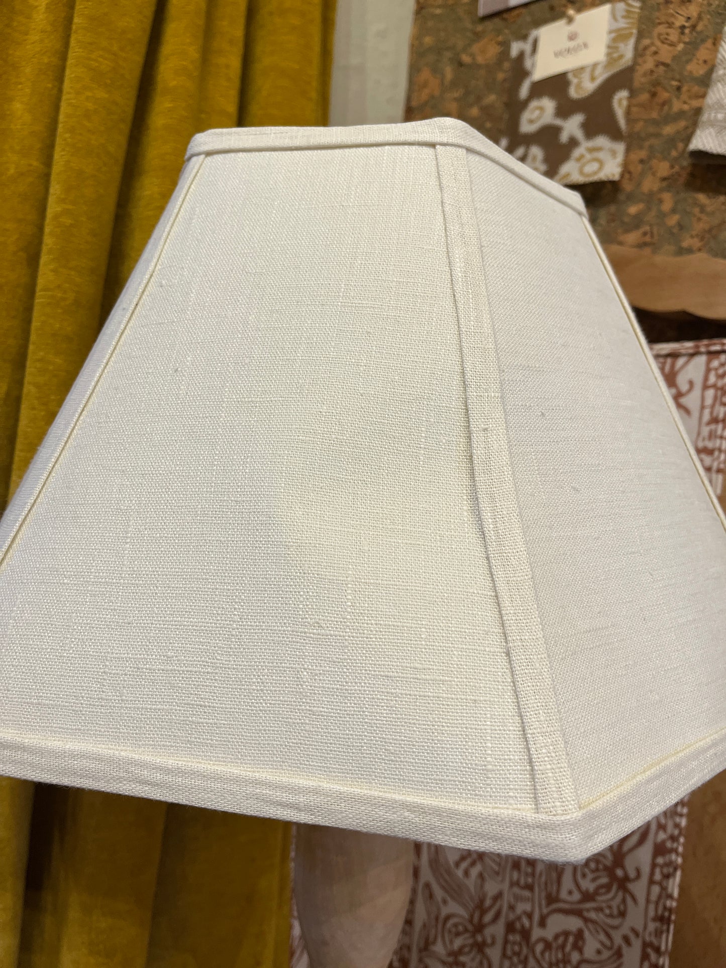 Made to Order Hexagonal Lampshade in Oatmeal with Tonal Trim