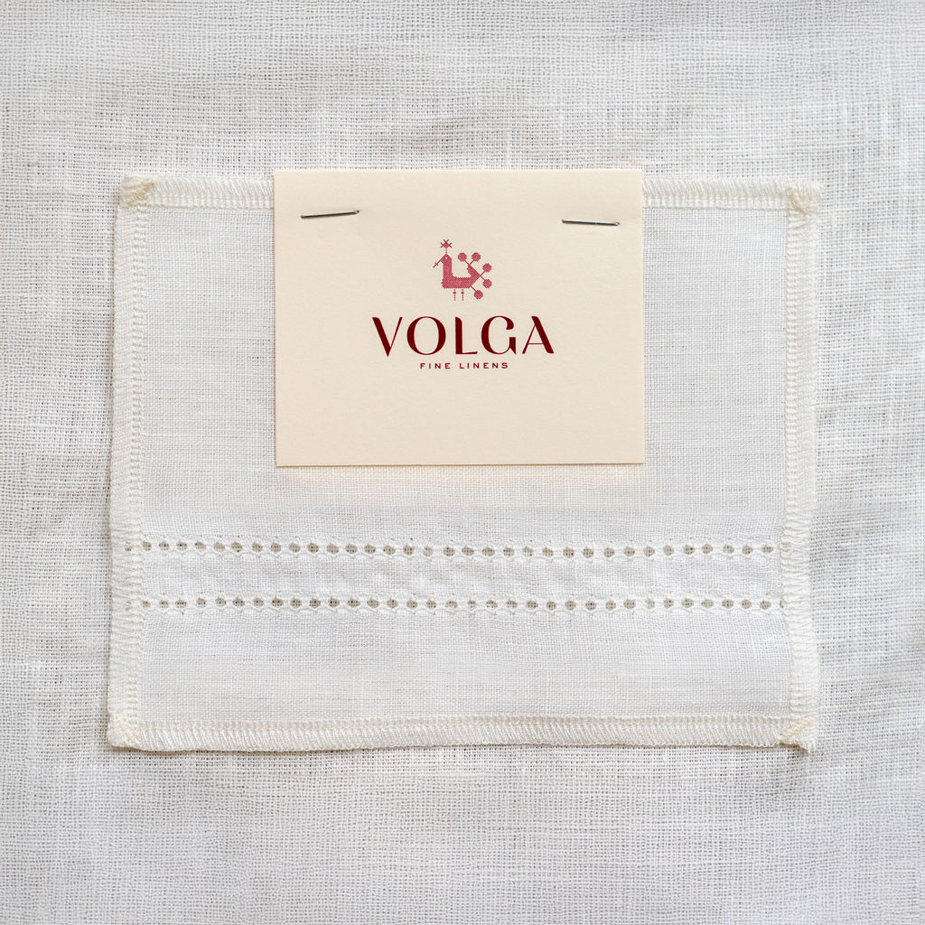 Sample - Ivory White Hemstitch – Volga Linen