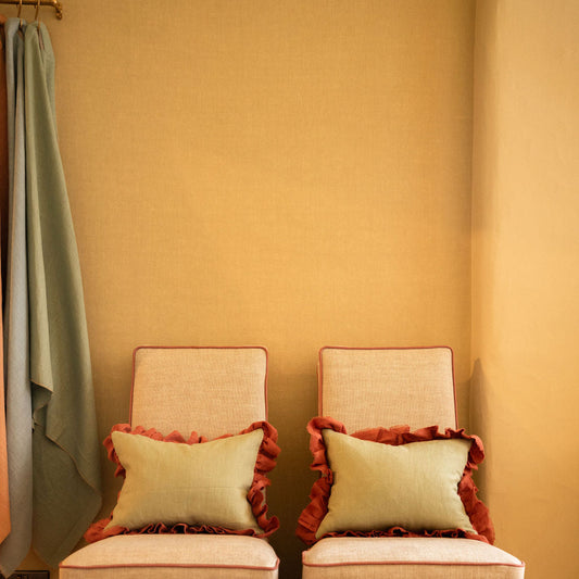 Paper-Backed Light Weight Plain Linen Wallcovering Pale Gold