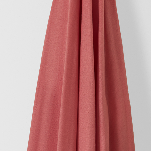 Off Cut - 0.4m Light Weight Plain Linen Coral